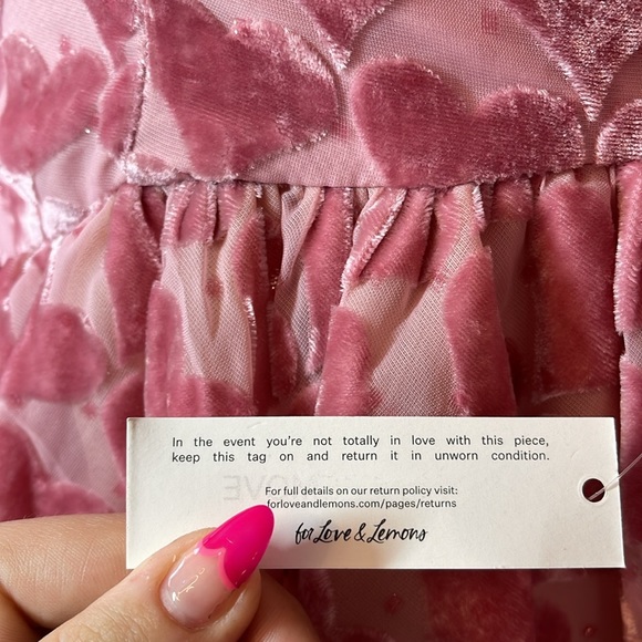 For Love and lemons Velvet pink heart Dress Theresa Mini Dress NWT - Picture 7 of 14